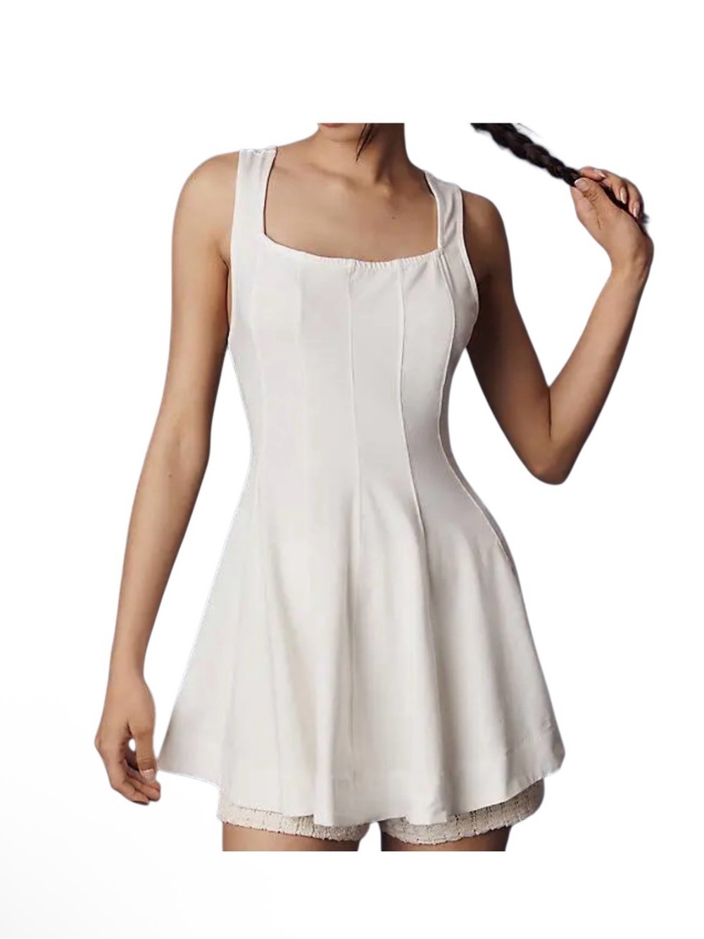 Anthropologie Maeve White Seamed Fit & Flare Mini Tennis Dress Women’s Size XL